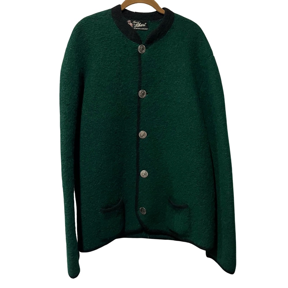Sport Scherl Austrian Boiled Wool Cardigan Jacket Forest Green Women's Large